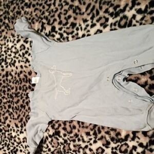 Gray Baby Onesie with Embroidered Dog